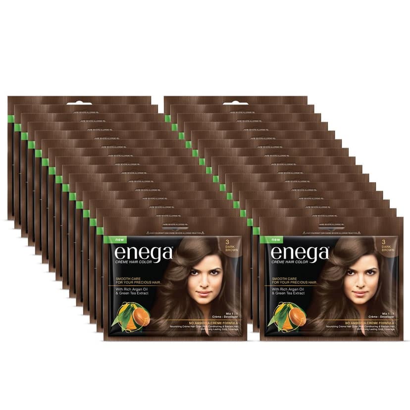 Enega Dark Brown Hair Color Cream with Developer Pouch
