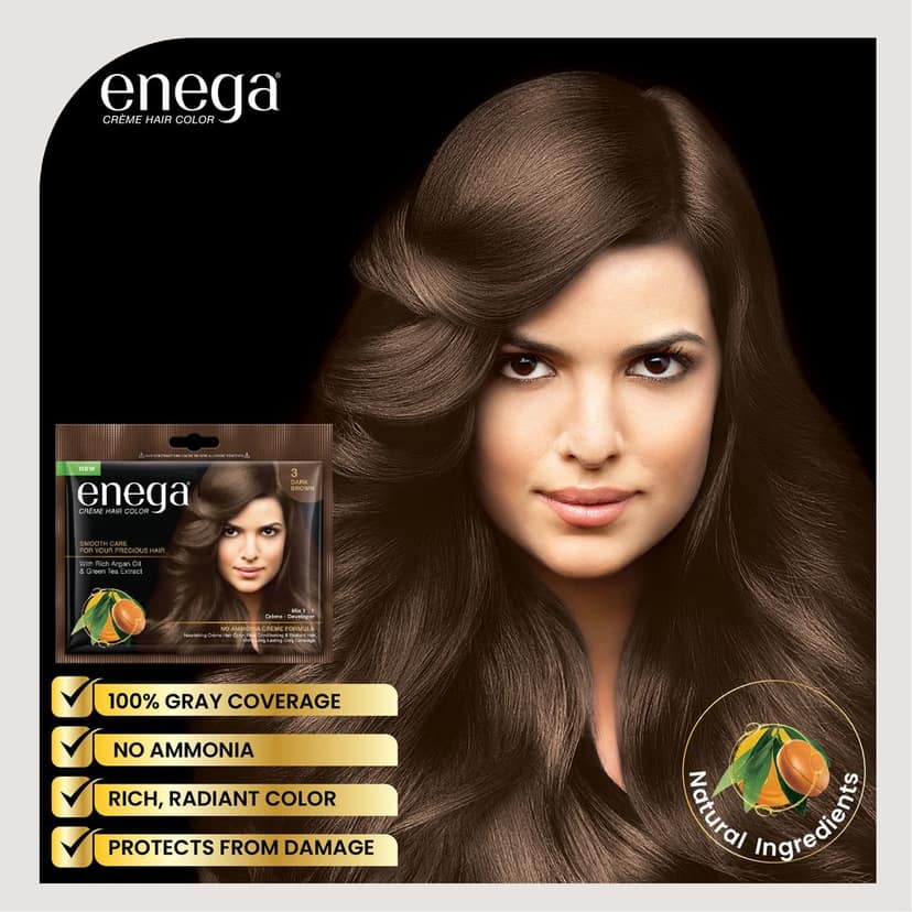 Enega Dark Brown Hair Color Cream with Developer Pouch view 9