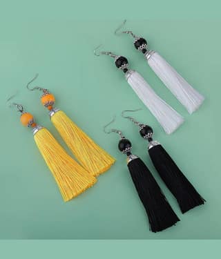 Silver shine Partywear Different Multi Colour Tassel Earrings combo set Set Pair of 3 for Girls and Women Jewellery