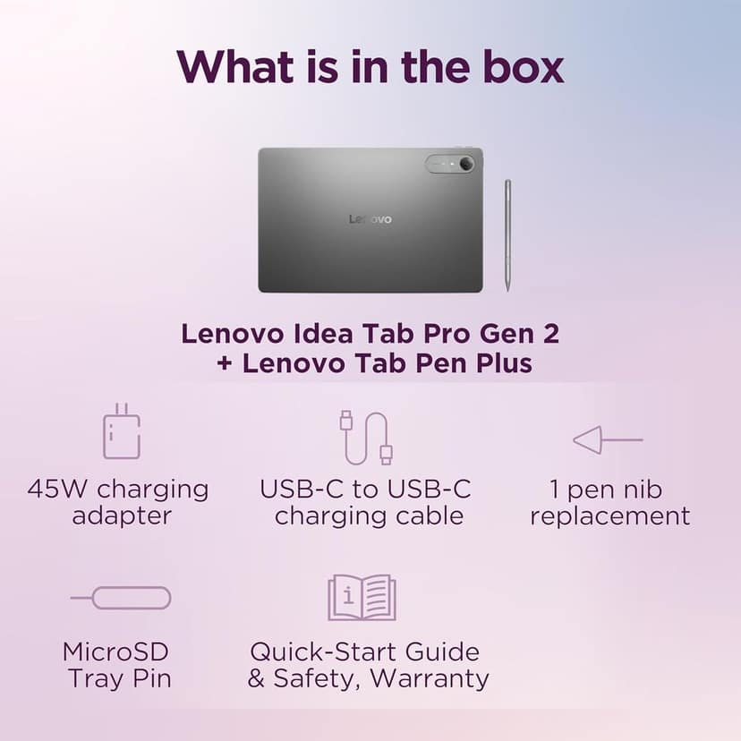Lenovo Idea Tab Pro Gen 2 with Pen Plus | 13" Display, 3.5K Resolution, 144Hz Refresh | 8GB, 256GB | Snapdragon 8s Gen 4 | 10200mAh | 4 JBL Speakers| USB 3.0 with DP-Out | Wi-Fi 7 | Luna Grey view 3