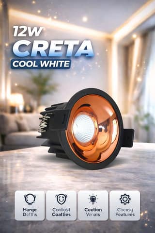 SPARKWORLD 12W LED COB Spot Light | Black Body with Shining Rose Gold Reflector | Cool White Recessed POP Ceiling Light Pack of 1