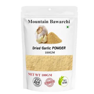 Mountain Bawarchi Garlic Powder | 100% Pure Lehsun Powder | Ready To Use | Farm Fresh | Zero added Colours, Fillers, Additives & Preservatives (100 Gm)