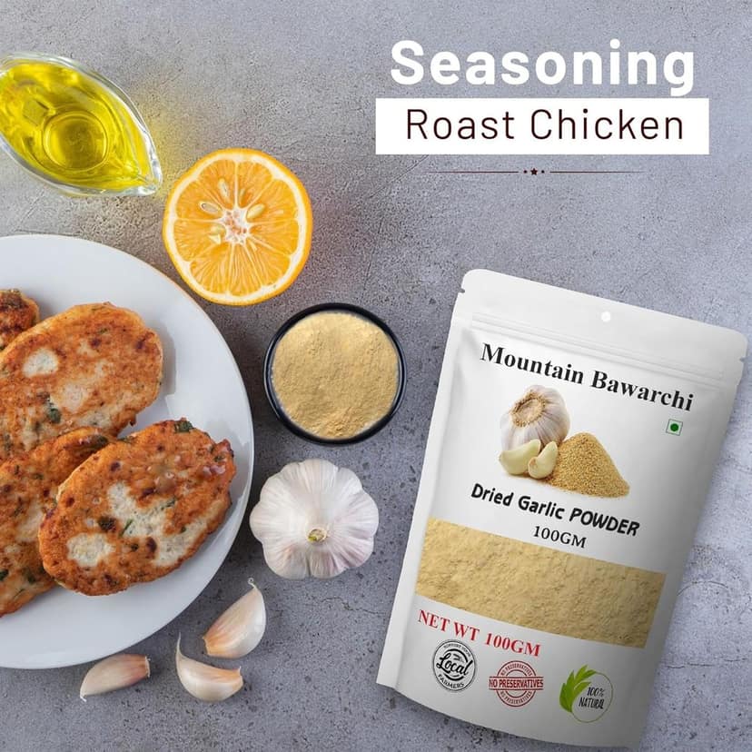Mountain Bawarchi Garlic Powder | 100% Pure Lehsun Powder | Ready To Use | Farm Fresh | Zero added Colours, Fillers, Additives & Preservatives (100 Gm) view 8