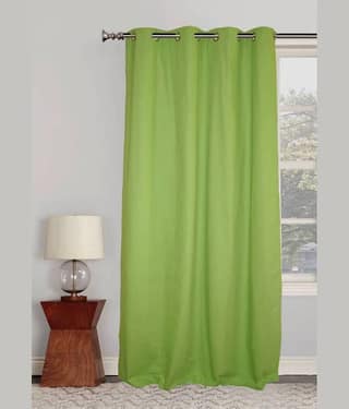N2C Home Solid Semi-Transparent Eyelet Curtain 5 ft ( Pack of 1 ) - Green
