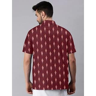 OMSAIFAB Men Self Design Casual Maroon Shirt view 2