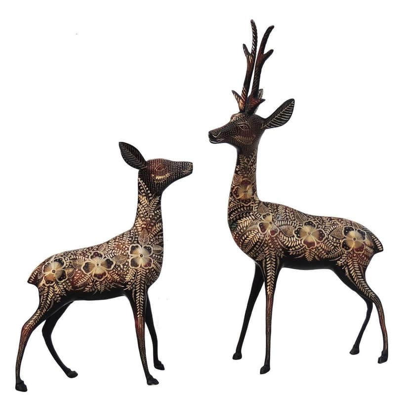 Handcrafted Brass Deer Pair Decorative Showpiece Statue for Home Decor, Height : 21 Inch (ANMAS180 A) view 3