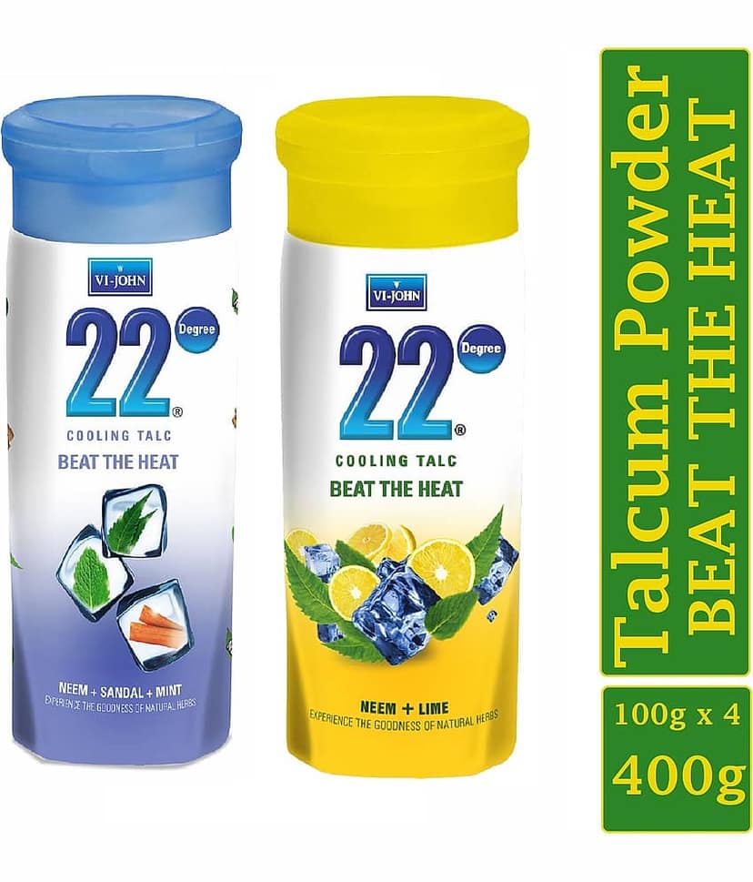Vi-John Neem+Lime 100*2 & Neem+Sandal+Mint 100*2 Talc 100 gm Pack of 4