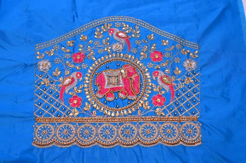Blue Hand Embroidered Blouse view 2