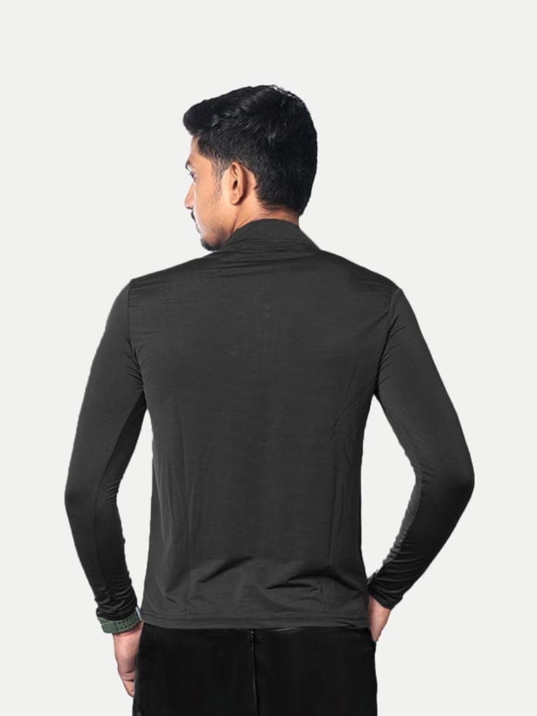 Men Black Active wear Zipper Full Sleeve T Shirt view 4