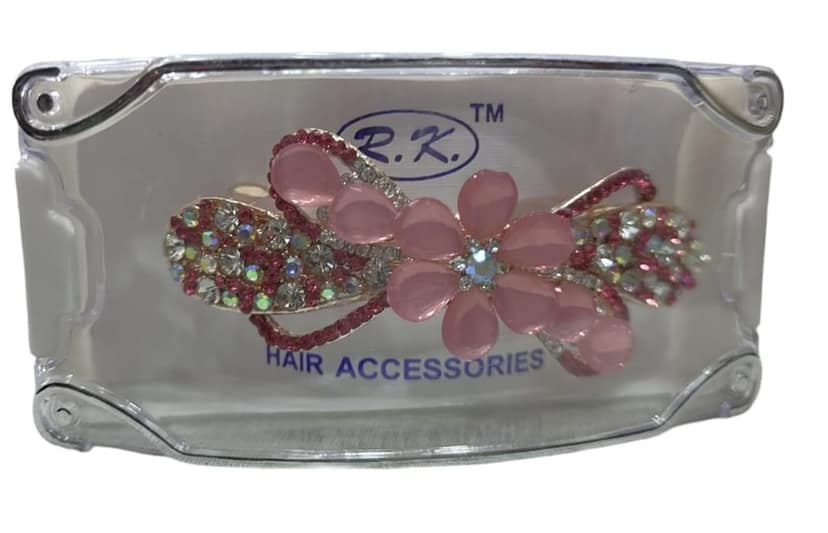 Pink Rhinestone Flower Hair Clip - Elegant Hair Accessories for Women and Girls view 3