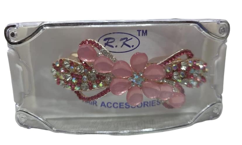 Pink Rhinestone Flower Hair Clip - Elegant Hair Accessories for Women and Girls view 4