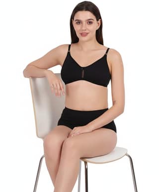 WAONY Women's Seamless Non-Wired T-Shirt Bra – Full Coverage Cotton Blend Comfort Bra with Mesh Detailing & Adjustable Straps