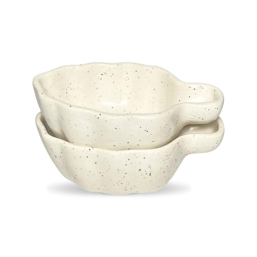 Ceramic Dining White Leaf Shaped Ceramic Dip Bowls Set of 2 view 2