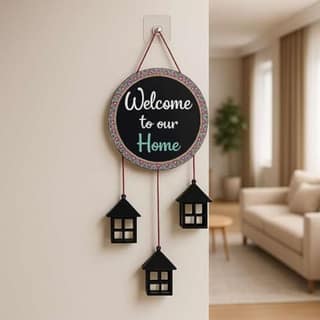 Wall Hanging Welcome Sign Decorative Quote Board For Home, Door, Entrance, Hall & Office - Rustic Wall Art &