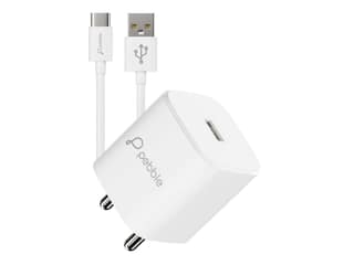 Pebble 12W Quick Wall Charger with Single USB Output | Includes Type-C Cable | Compact & Durable | Universal Compatibility