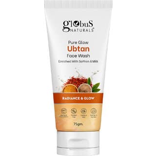 Globus Naturals Pure Glow Ubtan Face Wash Enriched With Saffron Milk For Radiance GLow Natural Gentle Mild Suitable For All Skin Types 75 gm
