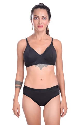 Plain Pure Cotton Bikini Bra Panty set