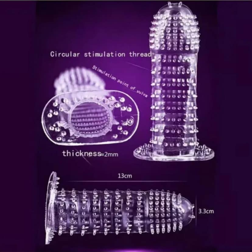 Zadiokok 5 Inch Crystal Condom with Extra Dotted Aloevera Flavour, Reusable & Comfortable Fit (2 Pcs Set) view 3
