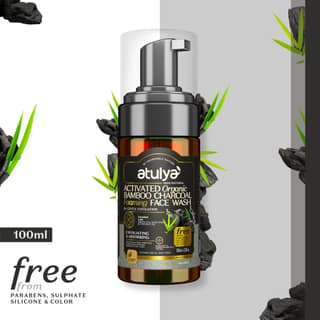 Atulya Activated Organic Bamboo Charcoal Foaming Face Wash | Gentle Exfoliator - 100ml