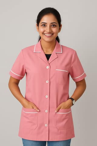 Unisex Staff Apron | 3-pockets Apron | Pink Color | Comfortable | Durable | Best Fitted For Medical Professionals (Staff, Nursing & Lab Technicians)