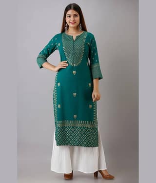 MAUKA - Green Straight Rayon Women's Stitched Salwar Suit ( Pack of 1 )