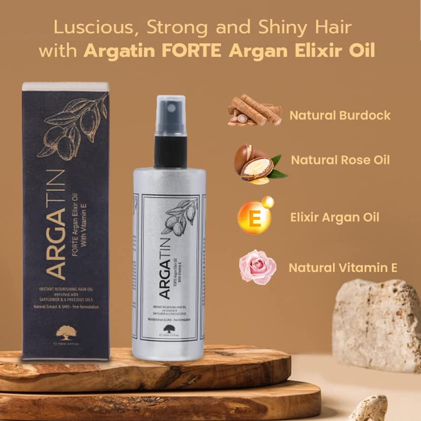 Argatin Forte Argan Elixir Oil With Vitamin E |For Hair Nourishment Of Hair|Reduces Hair Fall |For Dry Damaged And Frizzy Hair 100Ml view 3