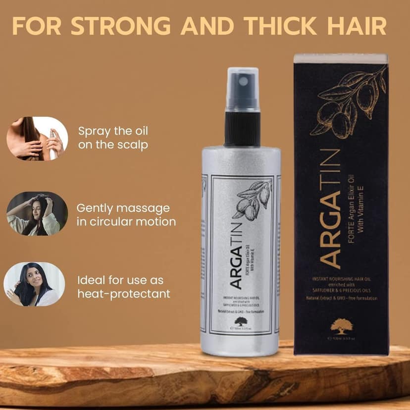 Argatin Forte Argan Elixir Oil With Vitamin E |For Hair Nourishment Of Hair|Reduces Hair Fall |For Dry Damaged And Frizzy Hair 100Ml view 4