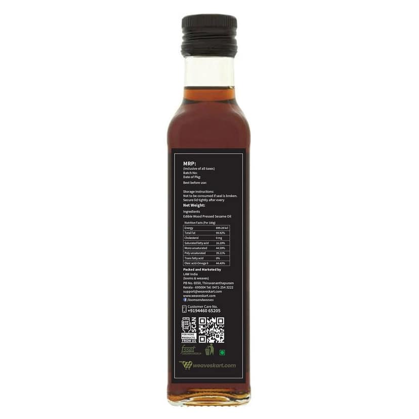Wood Pressed Black Sesame Oil/Gingelly Oil in Glass Bottle (for skin) – 100 ml view 3