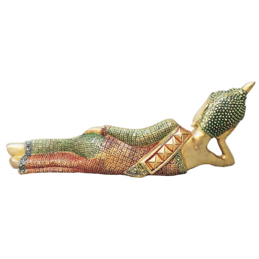 Brass Sleeping Buddha Statue - Peaceful Resting Pose Showpiece, Height : 6 Inch (BSMAS135) view 3