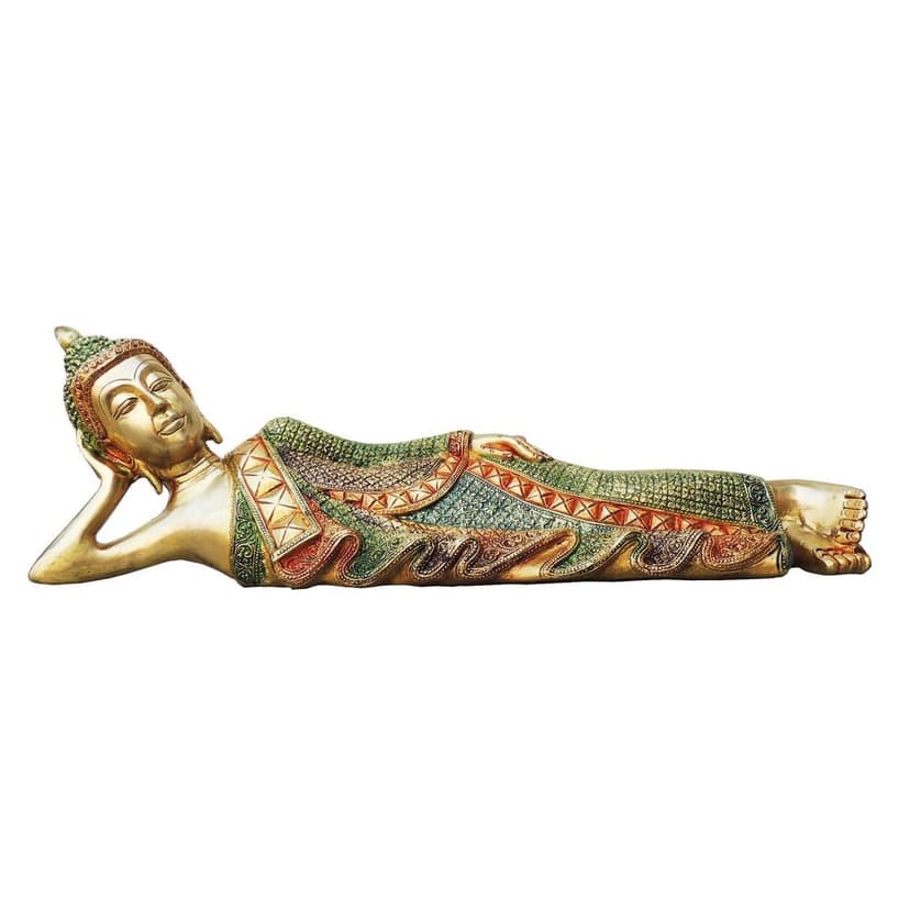 Brass Sleeping Buddha Statue - Peaceful Resting Pose Showpiece, Height : 6 Inch (BSMAS135) view 4