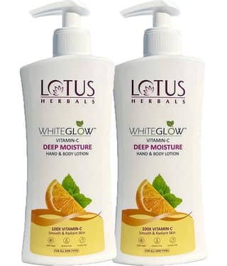 Lotus Herbals Whiteglow Vitamin C Deep Moisture Hand & Body Lotion Moisturises 270ml, (Pack of 2)