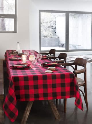 AIRWILL Branded, 100% Cotton Christmas Color Handloom Checks Weaved Designed Table Cloth 60x90 inches, for Big Size Rectangle Table Cloth.