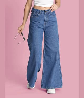 Bene Kleed - Blue Cotton Wide Leg Women's Jeans ( Pack of 1 )