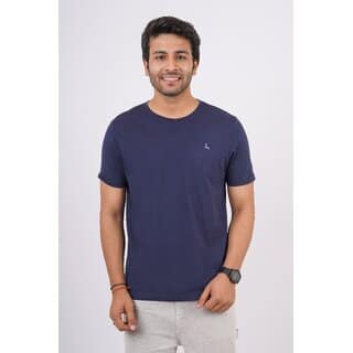 Redline Mens Black Solid 100% Cotton Round Neck T-Shirt