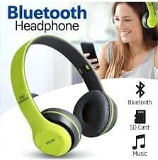 P47 Wireless Over Ear Bluetooth Headphones with Mic (Green) view 3