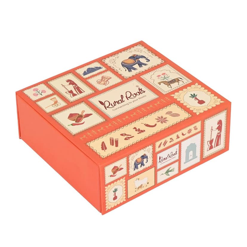 Rural Roots Zaika Sutra Diwali Gift Hamper | Spices Gift Box with 4 Matka Jars (Haldi, Green Cardamom, Laung, Black Cardamom, Garam Masala) | Wholesome Masala Gift Set for Deepawali & Corporate Gifting view 3