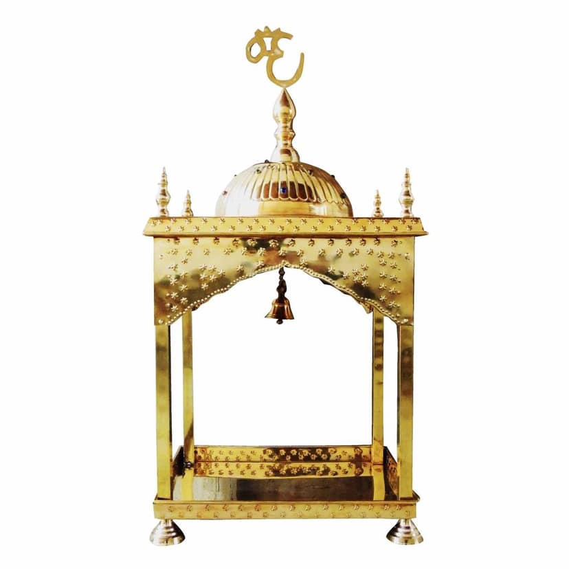 Pure Brass Round Dome Temple ? Handcrafted Mandir Showpiece, Height : 24.5 Inch (FMAS311 B) view 2