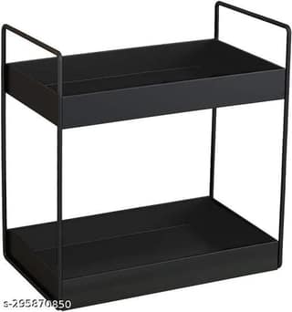 EPIC COLLECTION Big Size MULTIPUPOSE 2-Tier Standing Rack, Bathroom Countertop Storage Shelf Cosmetic Organizer Holder Kitchen Spice Rack, Black