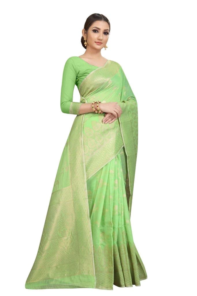 Silk Zone Women's Jamdani Cotton Woven Silk Saree with Blouse Piece view 4
