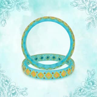 LUV FASHION Blue plastic Designer Bangles