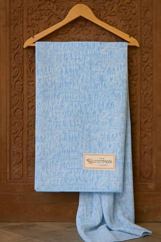 Craftmark Hand Block Printed Light Blue Patterned Cotton Fabric