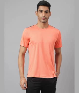 Alcis Orange Polyester Slim Fit Men's Sports T-Shirt ( Pack of 1 )