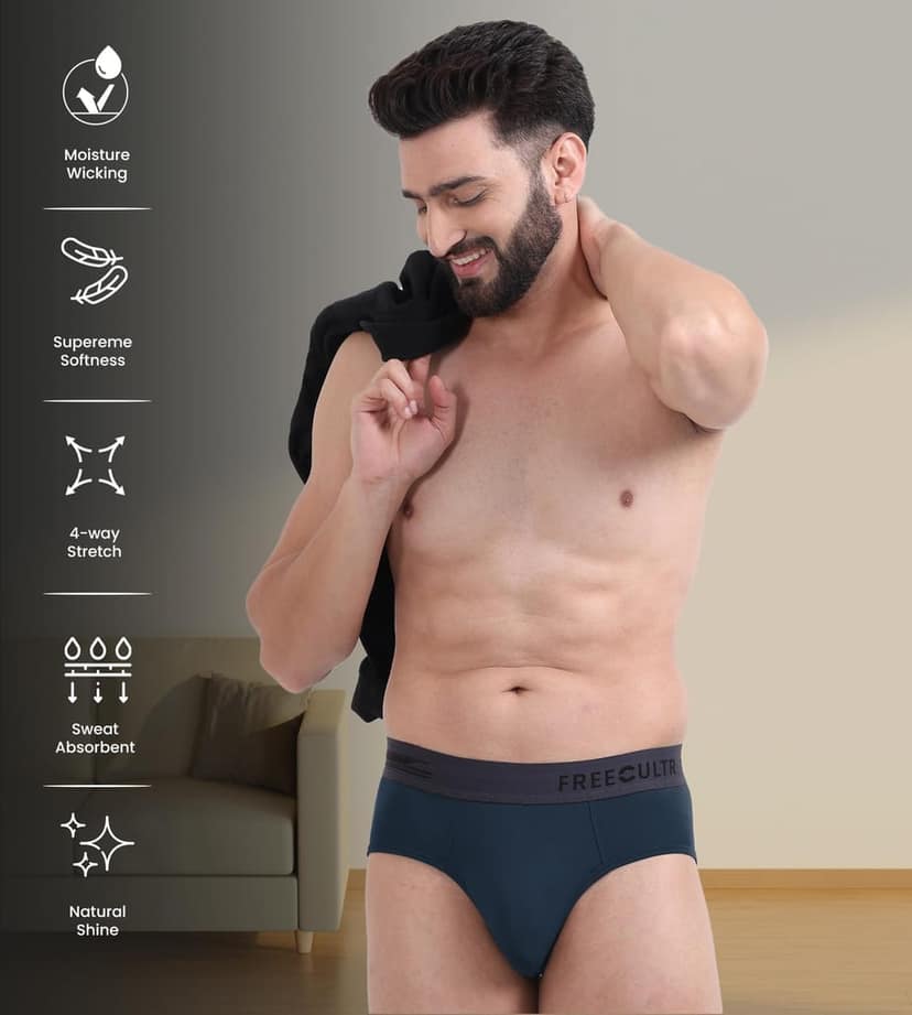 FREECULTR Men's Underwear Anti Bacterial Micromodal Airsoft Brief - Non Itch No Chaffing Sweat Proof Pack of 1-Prussian Blue view 5