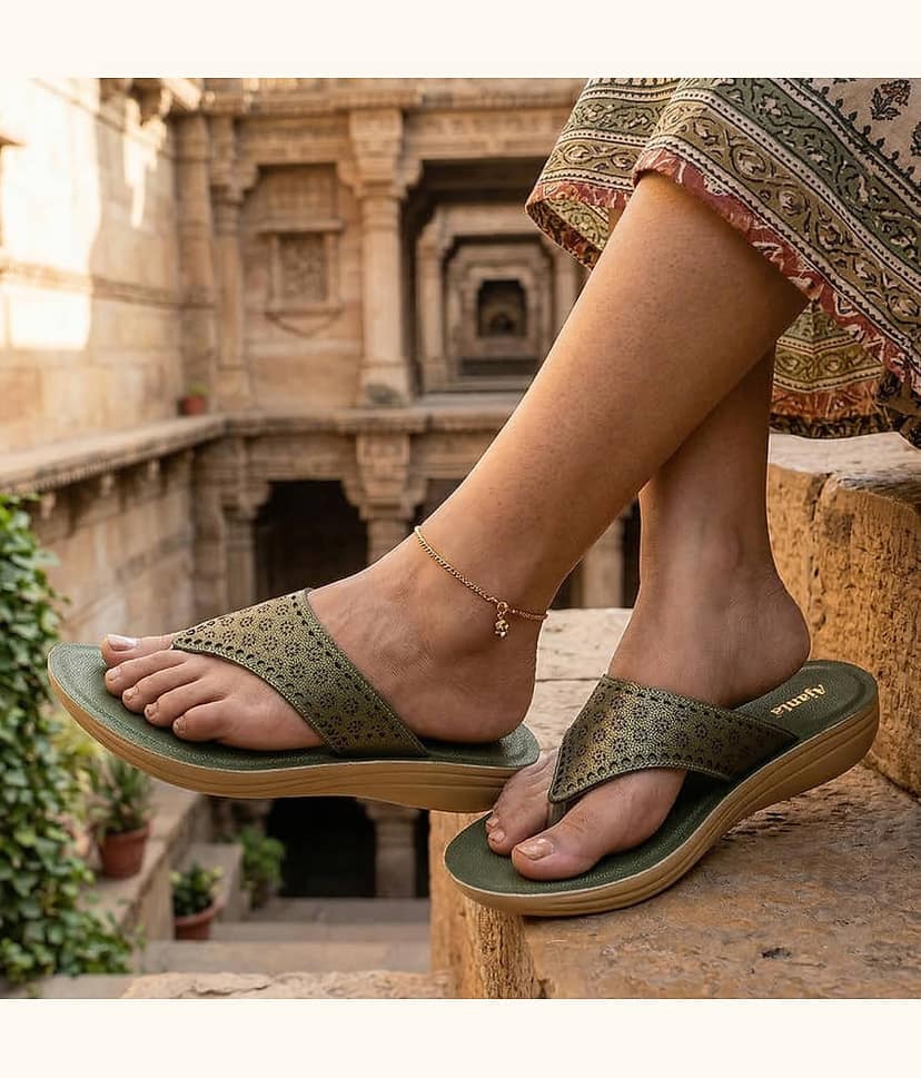 Ajanta Olive Women's Flip Flop