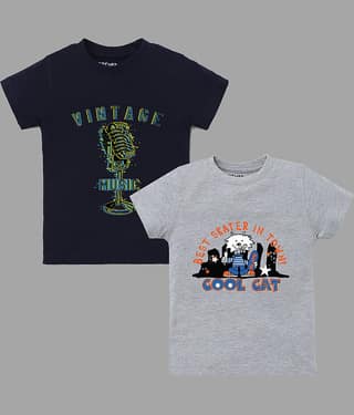 ETCHED DESIGN Pack of 3 Boys Cotton T-Shirt ( Multi Color )