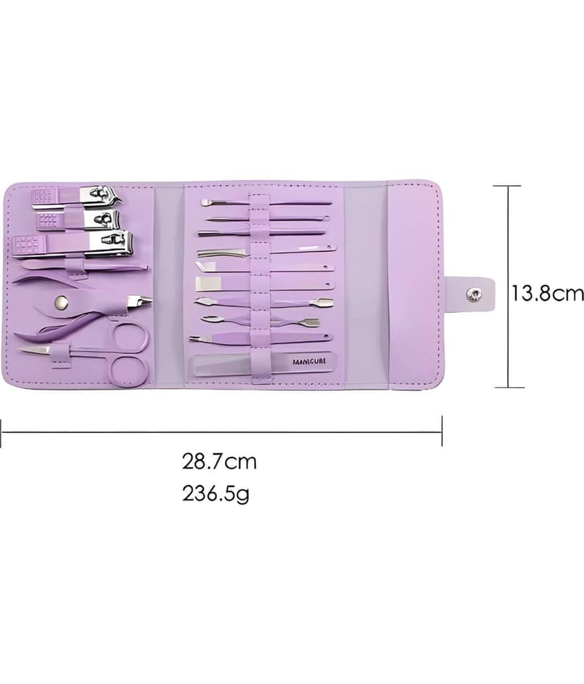 Professional Stainless Steel 16 in 1 Manicure Set Pedicure Kit For Women Men, Stainless Steel Nail Clippers Tools Set For Household, Nail Cutter For Women Nail Scissors Luxury Grooming Kit Cuticle Trimmer & Travel Case (Original Quality) view 5