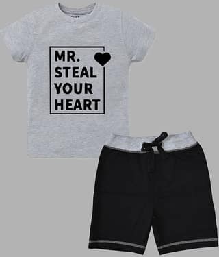 ETCHED DESIGN Pack of 1 Boys Cotton T-Shirt & Shorts Set ( Multicolor )