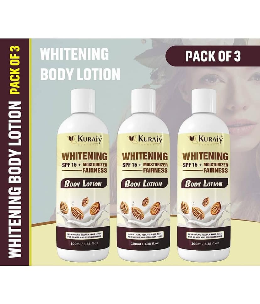 KURAIY Almond Body Lotion for Body Almond Oil & Vitamin E For Men & Women (100 ml) Pack Of 3