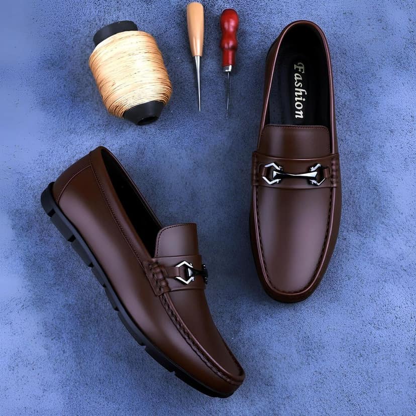 WUGO::Latest Trendy Brown Men’s Casual Loafers | Stylish Brown Casual Slip-On Daily Wear Shoes | Comfortable Brown Driving Shoes for Men & Boys view 5