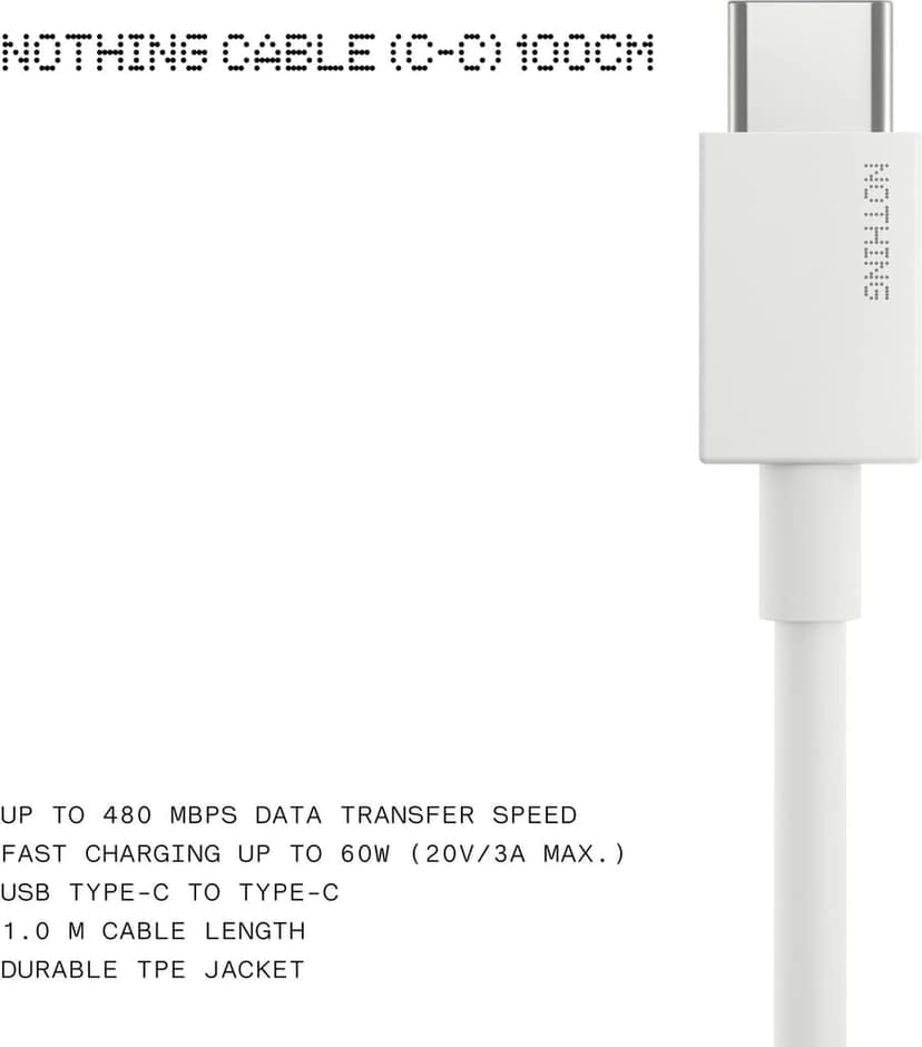 Nothing USB Type C Cable 60 W 1 m TPE Jacket C270 NEW